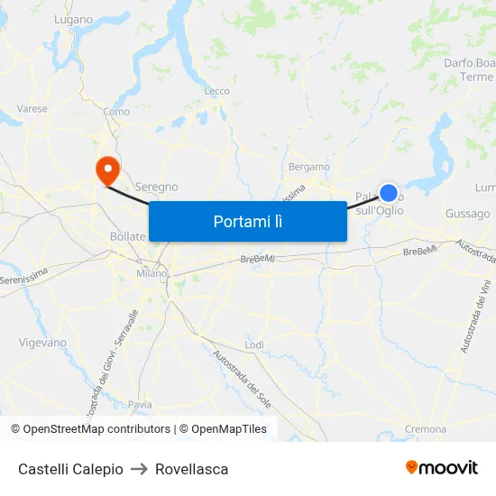 Castelli Calepio to Rovellasca map