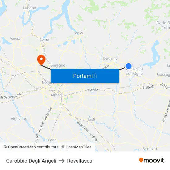 Carobbio Degli Angeli to Rovellasca map