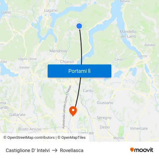Castiglione D' Intelvi to Rovellasca map