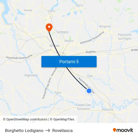 Borghetto Lodigiano to Rovellasca map