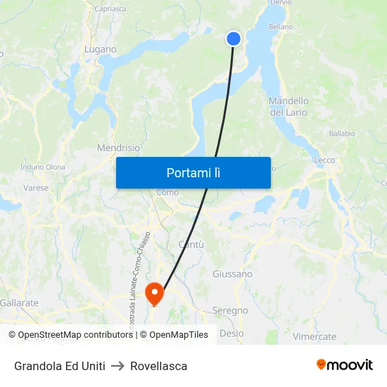 Grandola Ed Uniti to Rovellasca map