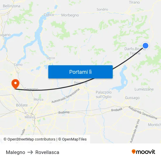 Malegno to Rovellasca map