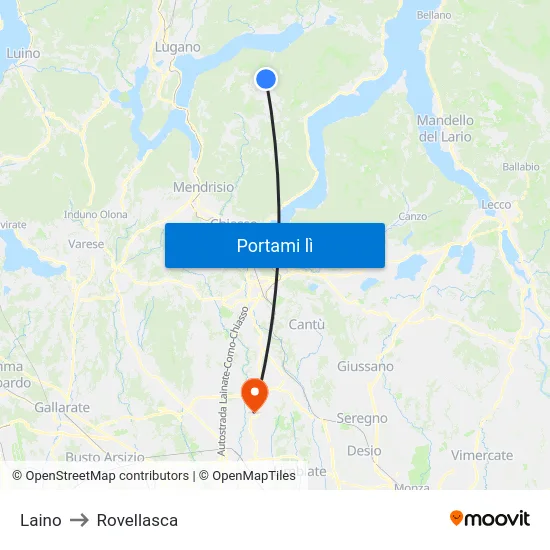 Laino to Rovellasca map