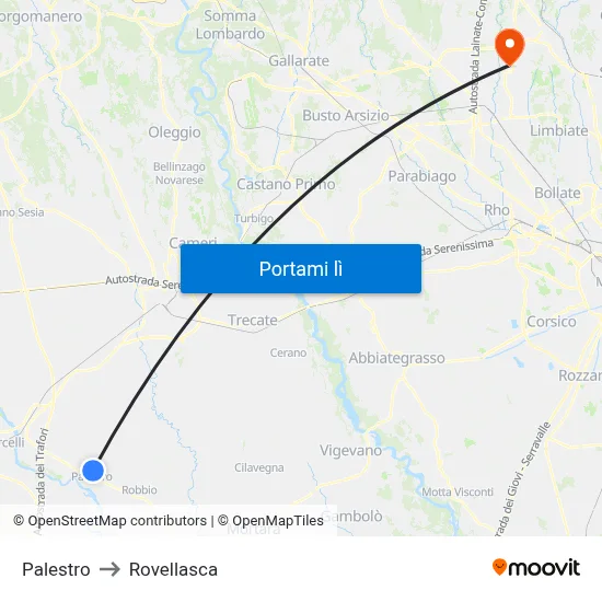 Palestro to Rovellasca map