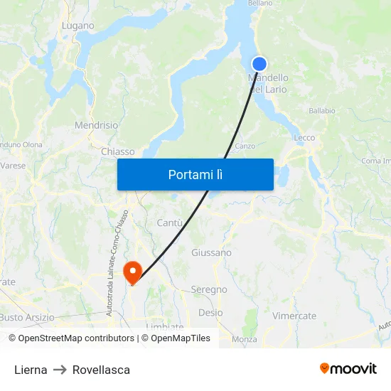 Lierna to Rovellasca map