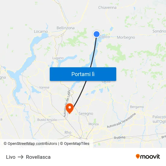 Livo to Rovellasca map