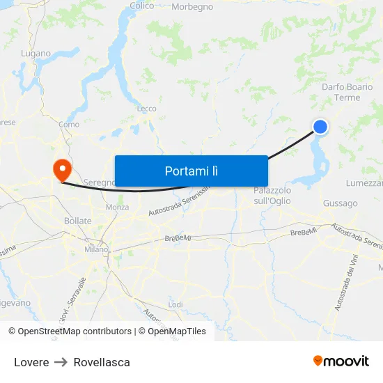 Lovere to Rovellasca map