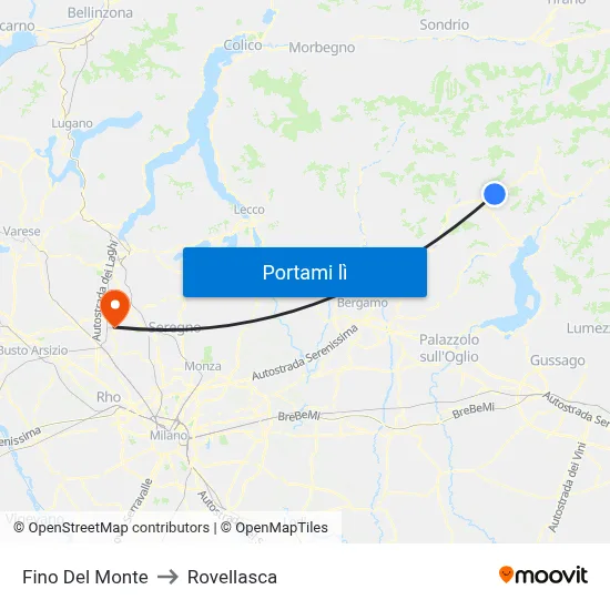 Fino Del Monte to Rovellasca map