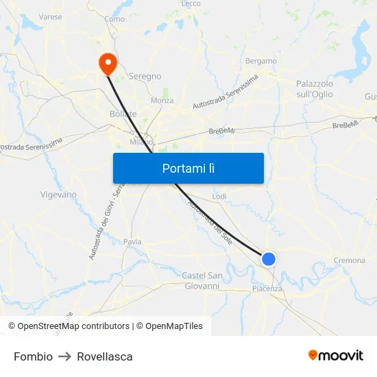 Fombio to Rovellasca map