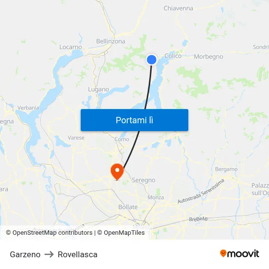 Garzeno to Rovellasca map