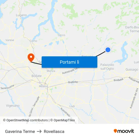 Gaverina Terme to Rovellasca map
