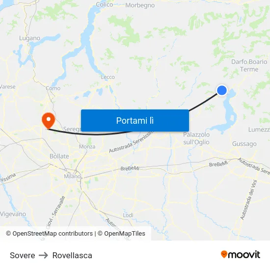 Sovere to Rovellasca map
