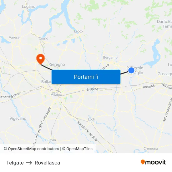 Telgate to Rovellasca map