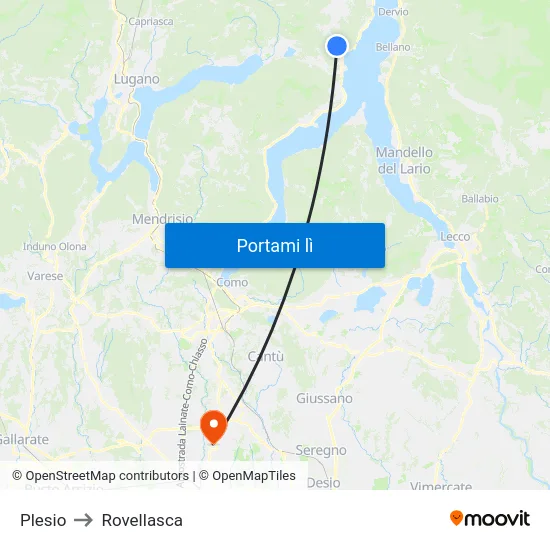Plesio to Rovellasca map