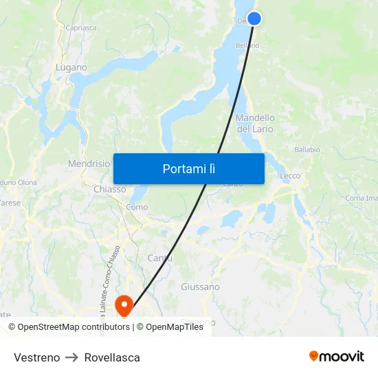 Vestreno to Rovellasca map