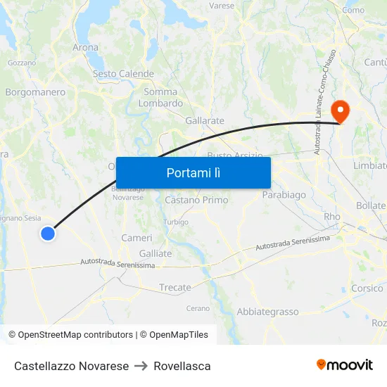 Castellazzo Novarese to Rovellasca map