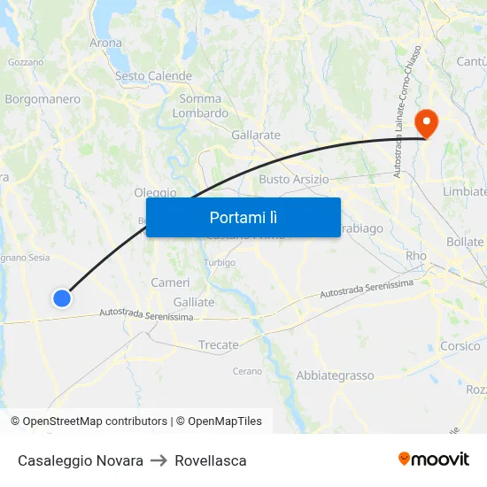 Casaleggio Novara to Rovellasca map