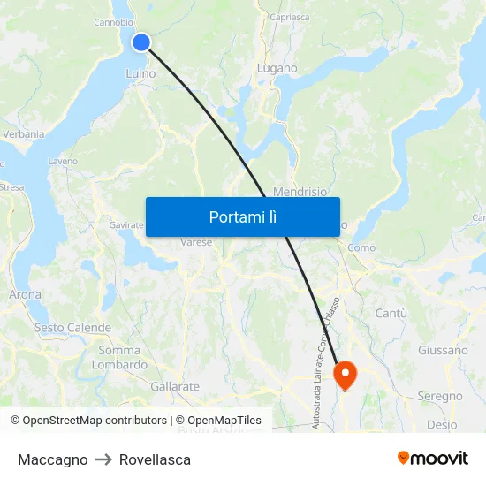 Maccagno to Rovellasca map