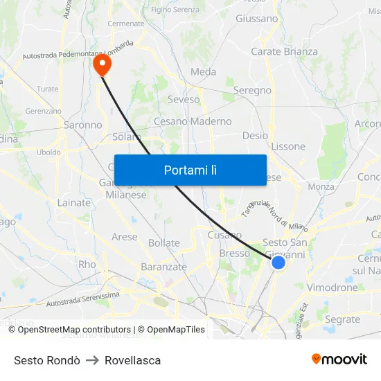 Sesto Rondò to Rovellasca map