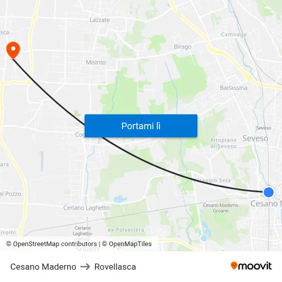 Cesano Maderno to Rovellasca map