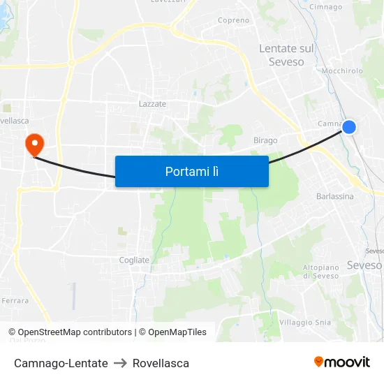 Camnago-Lentate to Rovellasca map