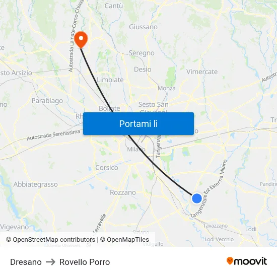 Dresano to Rovello Porro map