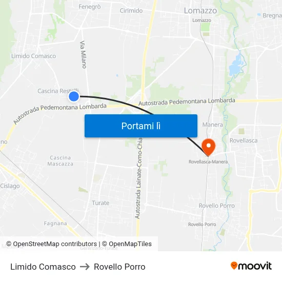 Limido Comasco to Rovello Porro map