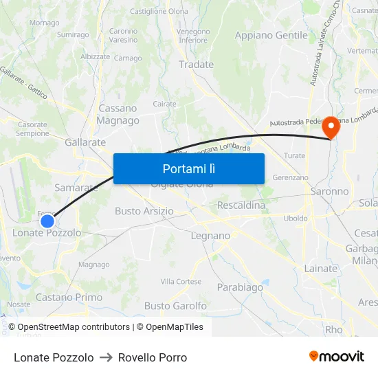 Lonate Pozzolo to Rovello Porro map