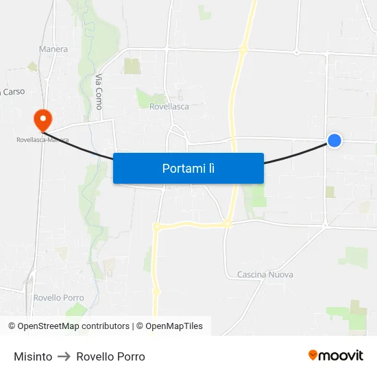 Misinto to Rovello Porro map