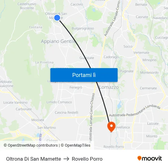 Oltrona Di San Mamette to Rovello Porro map