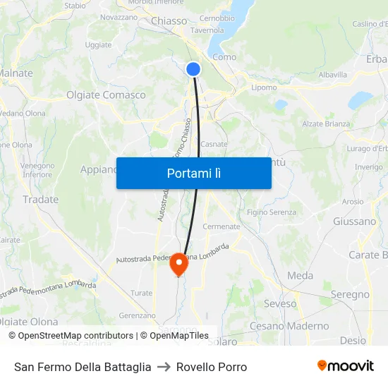 San Fermo Della Battaglia to Rovello Porro map