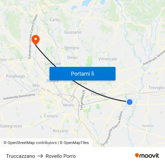 Truccazzano to Rovello Porro map
