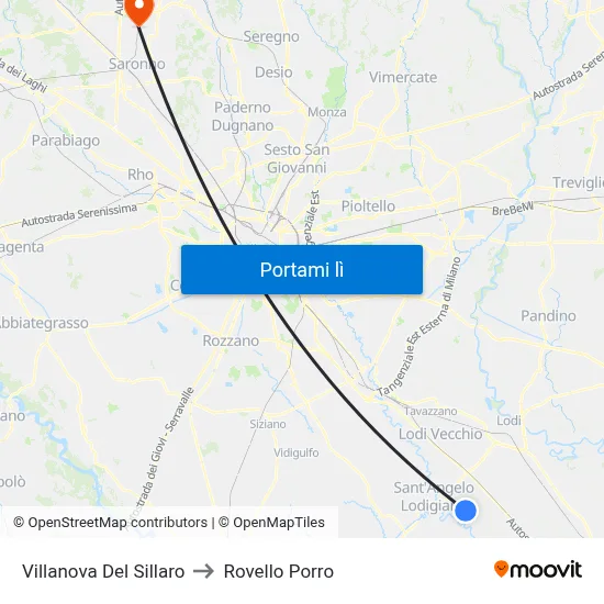 Villanova Del Sillaro to Rovello Porro map