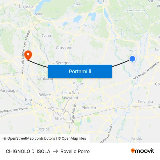 CHIGNOLO D' ISOLA to Rovello Porro map
