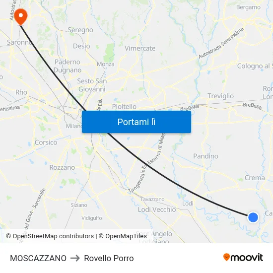 MOSCAZZANO to Rovello Porro map