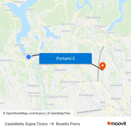 Castelletto Sopra Ticino to Rovello Porro map