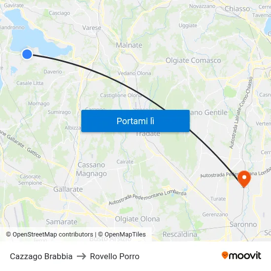 Cazzago Brabbia to Rovello Porro map
