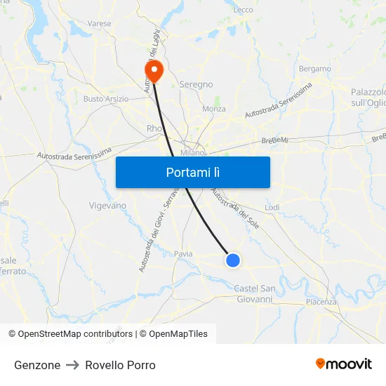 Genzone to Rovello Porro map