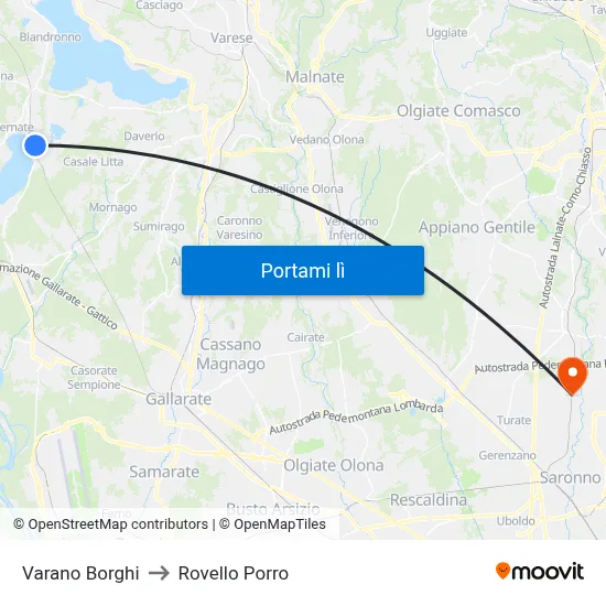 Varano Borghi to Rovello Porro map