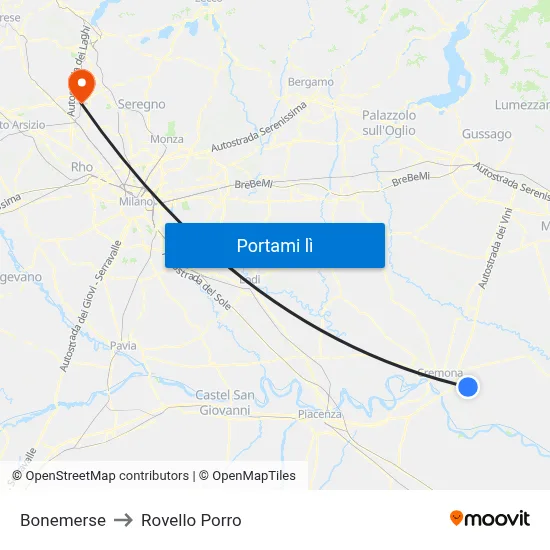 Bonemerse to Rovello Porro map