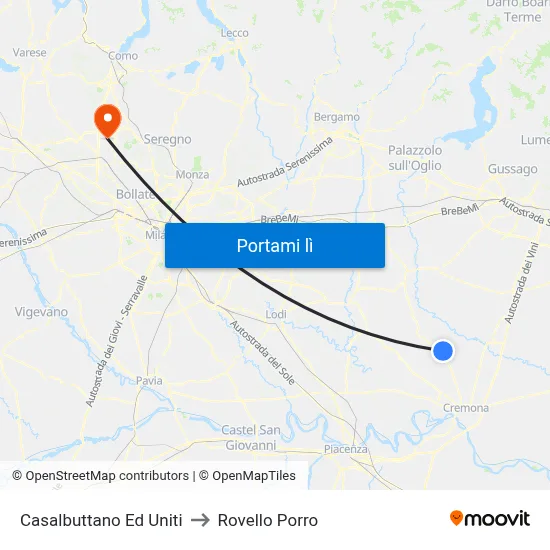 Casalbuttano Ed Uniti to Rovello Porro map