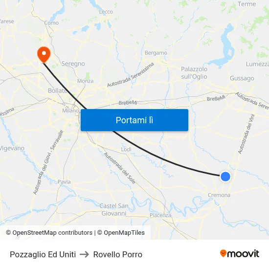 Pozzaglio Ed Uniti to Rovello Porro map