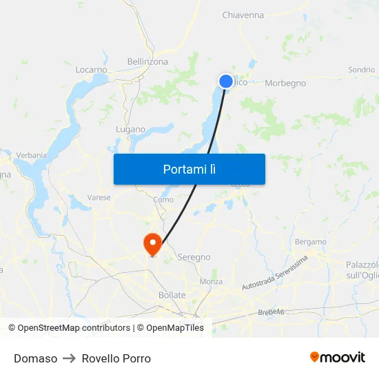 Domaso to Rovello Porro map