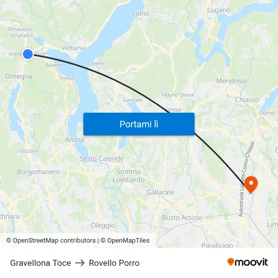 Gravellona Toce to Rovello Porro map