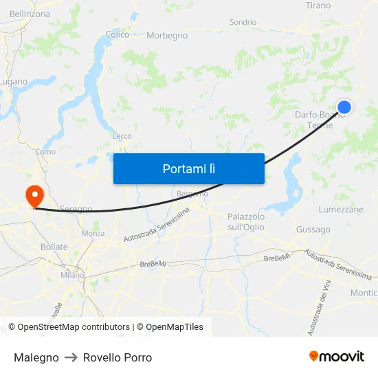 Malegno to Rovello Porro map