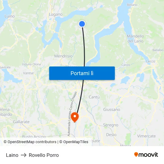 Laino to Rovello Porro map