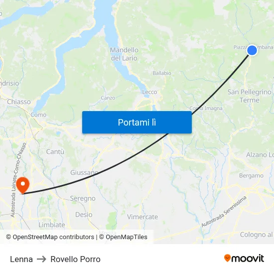 Lenna to Rovello Porro map