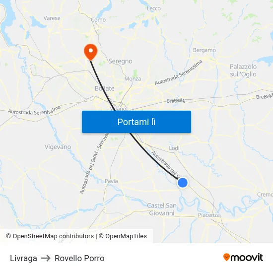 Livraga to Rovello Porro map