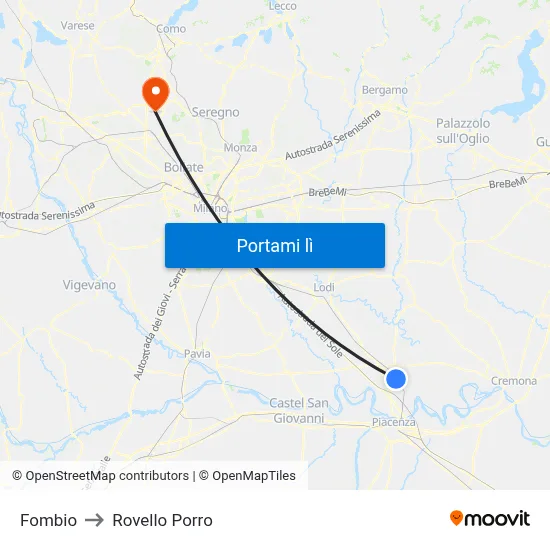 Fombio to Rovello Porro map