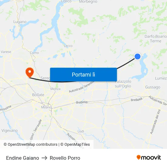 Endine Gaiano to Rovello Porro map